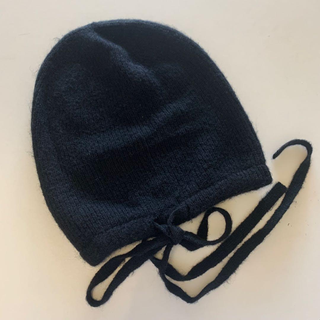 帽子 Rosarymoon Bucktail Knit Beanie black
