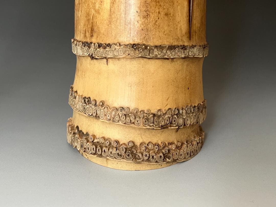 高野宗陵作　竹　一重切　花入　堀内宗完書付　銘「清閑」