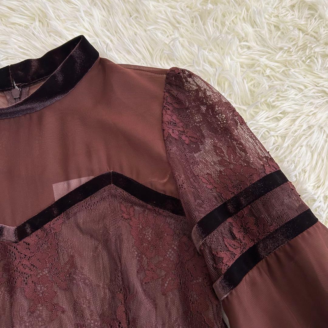 【AMERI】SHEER LACE DRESS シアーレースドレス オケージョン