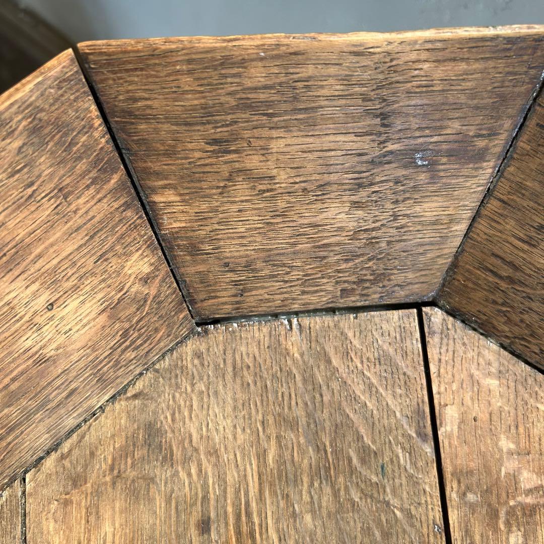 フランスアンティーク 剥離 木製バードバス 花台 スタンド 回転式　回転台