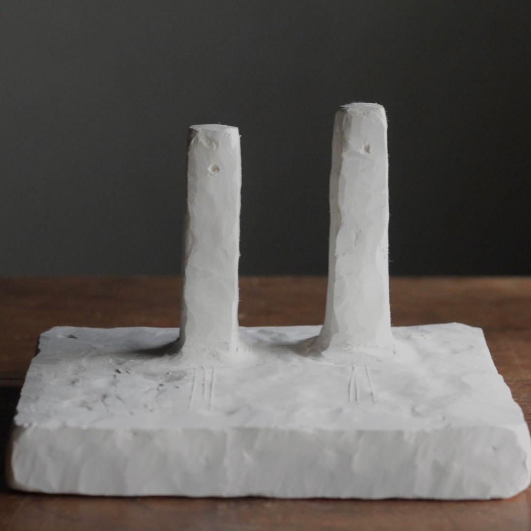 石塑粘土 立体 「ふたつの塔のある建物」現代美術 sculpture オブジェ