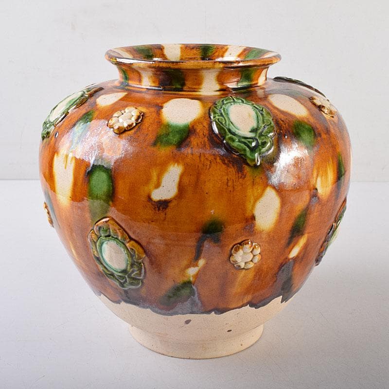 中国　唐三彩　丸壺　C　R8655H