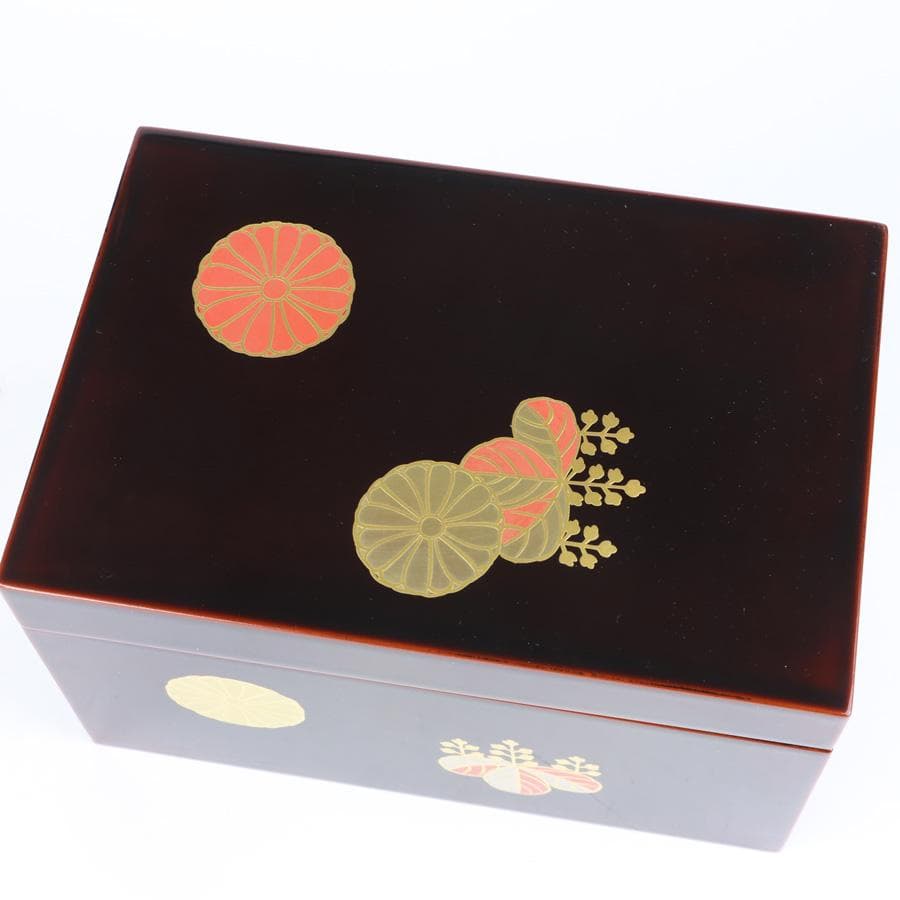 Y3104-2 高台寺蒔絵 茶箱セット 赤絵茶碗 棗 他 紙箱付　BBB