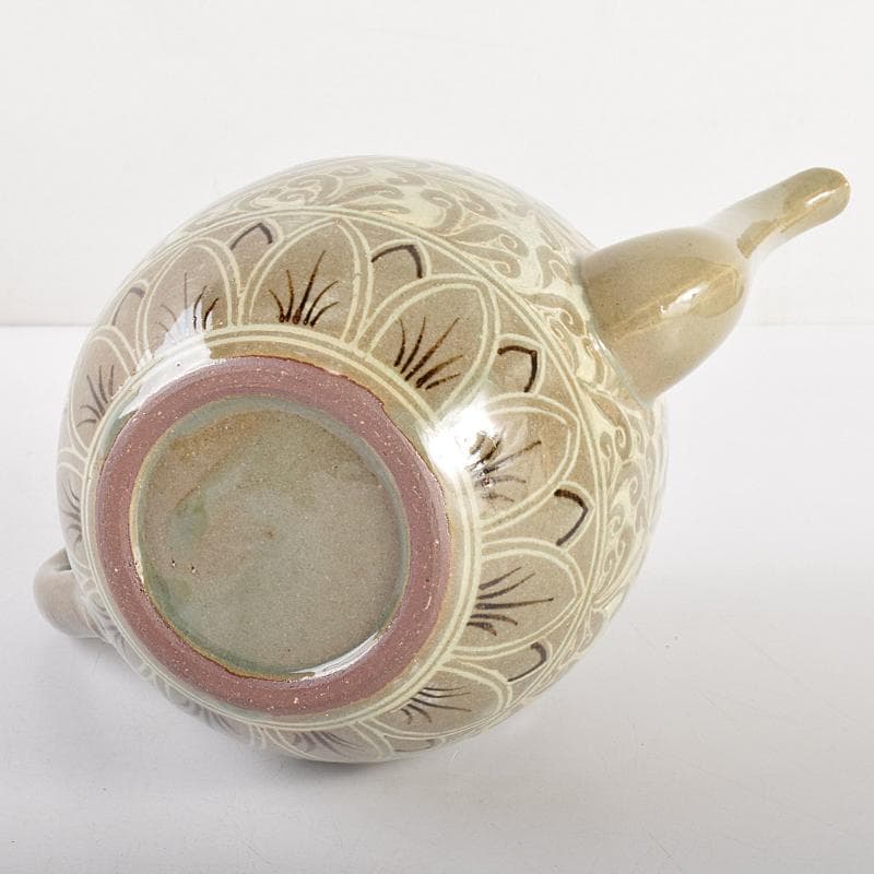 京焼　平安妙見作　青磁　象嵌唐草文　水注　共箱　M　R5052