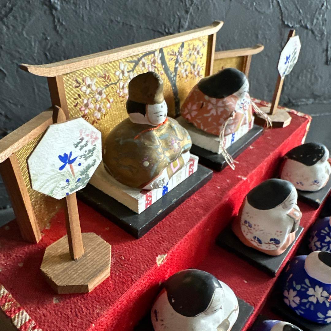 瞬間的お値下げ‼️アンティークミニ雛人形　希少品！雛壇飾り土人形　可愛い