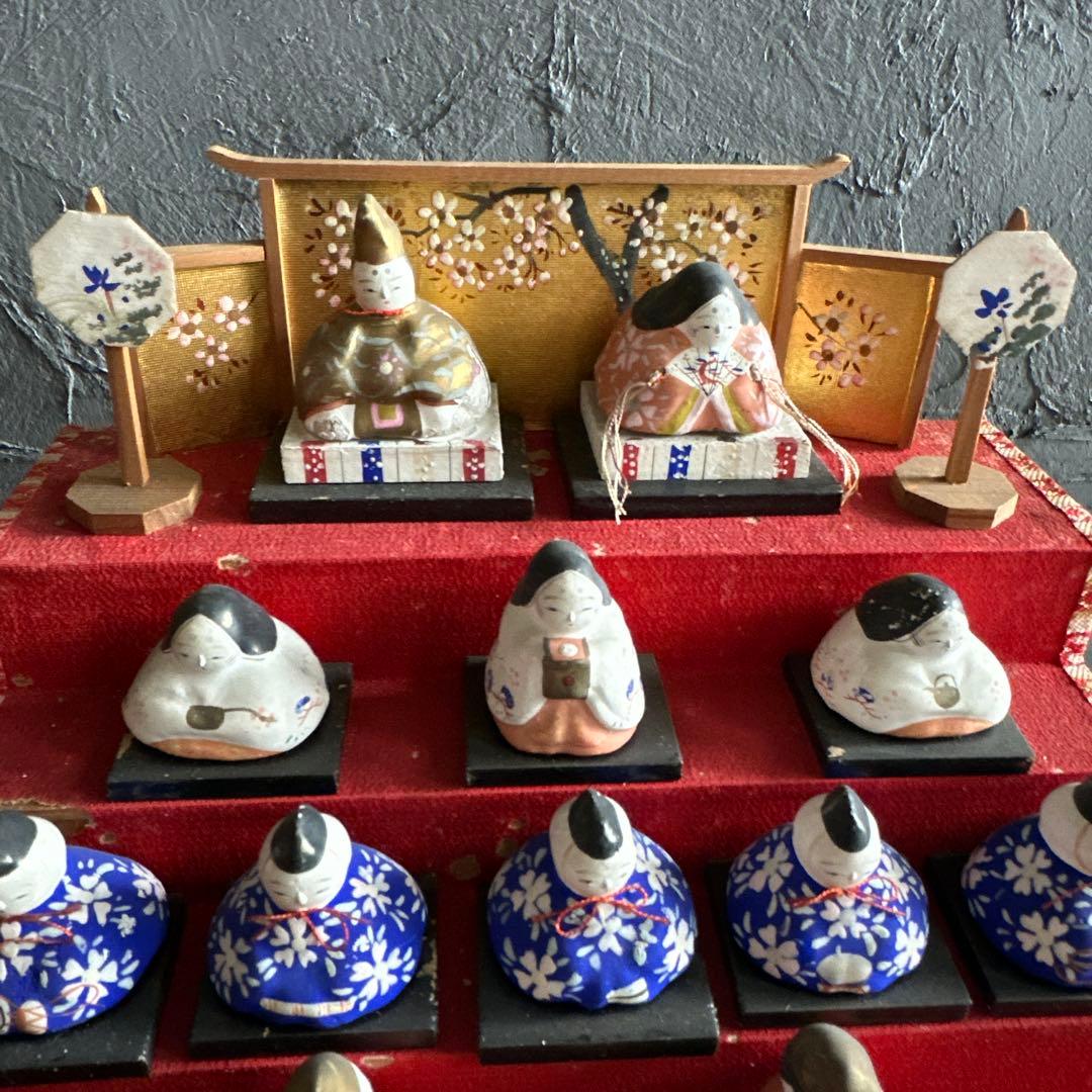 瞬間的お値下げ‼️アンティークミニ雛人形　希少品！雛壇飾り土人形　可愛い