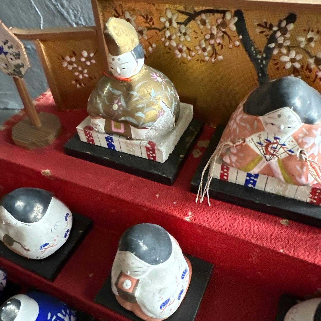 瞬間的お値下げ‼️アンティークミニ雛人形　希少品！雛壇飾り土人形　可愛い