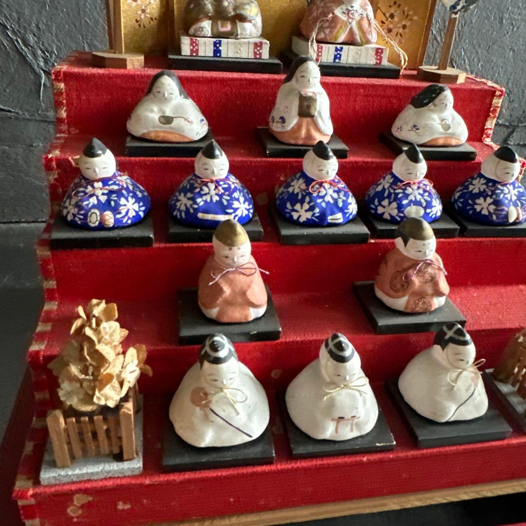 瞬間的お値下げ‼️アンティークミニ雛人形　希少品！雛壇飾り土人形　可愛い