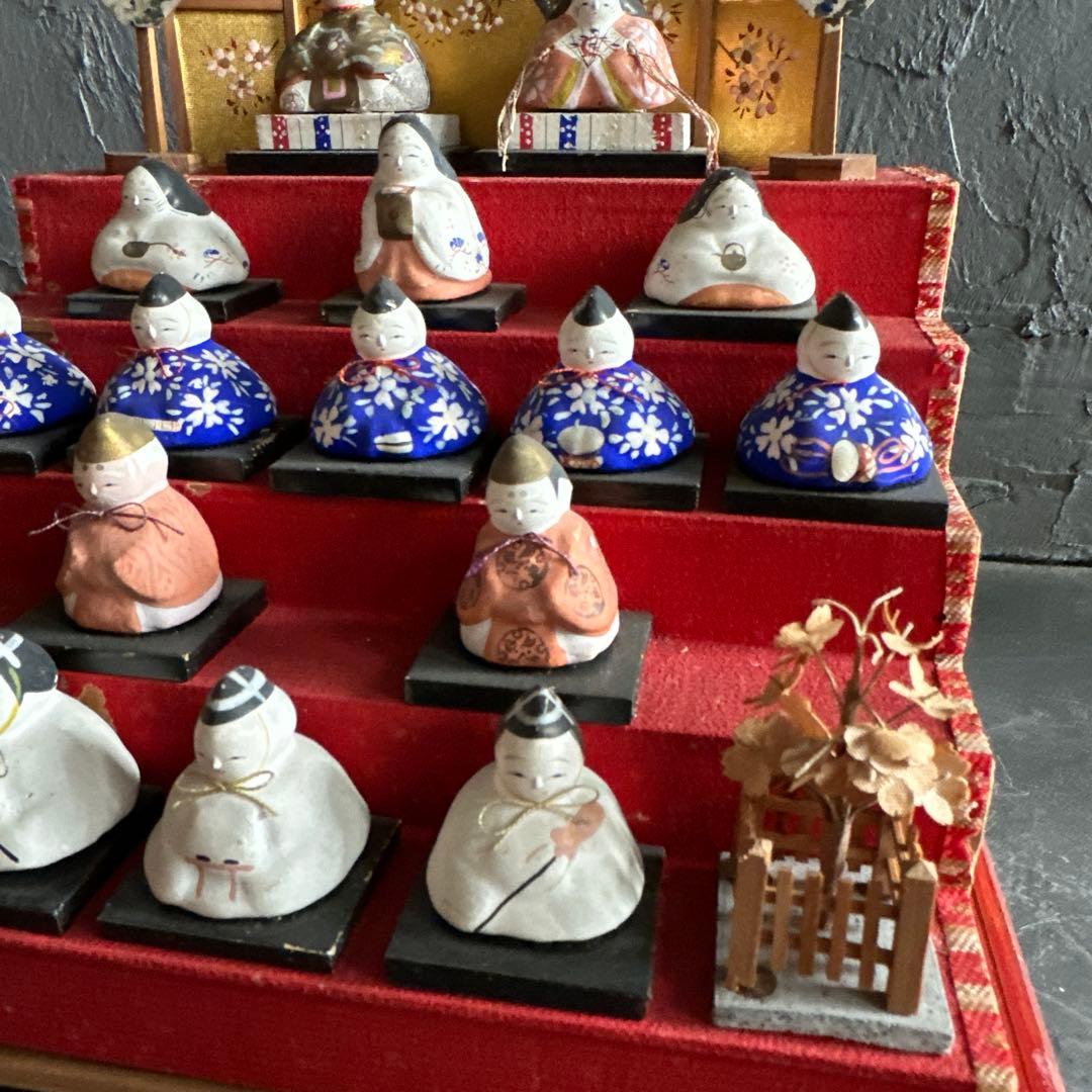 瞬間的お値下げ‼️アンティークミニ雛人形　希少品！雛壇飾り土人形　可愛い