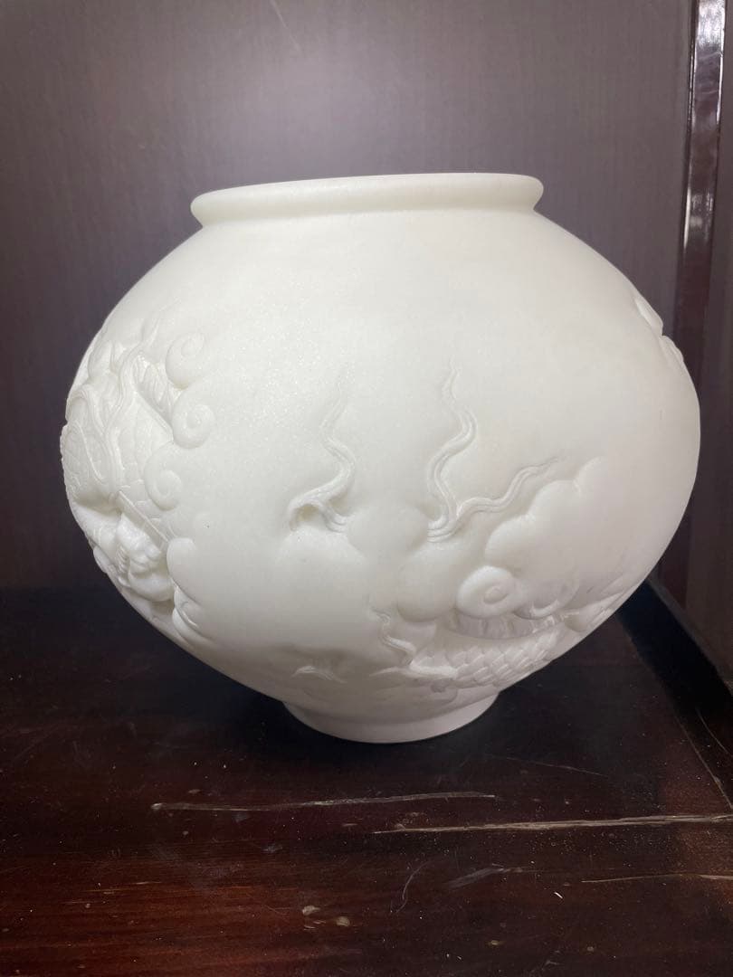 大理石製 龍彫刻ツボ 韓国統一教会 時代朝鮮美術 本品証明書付き