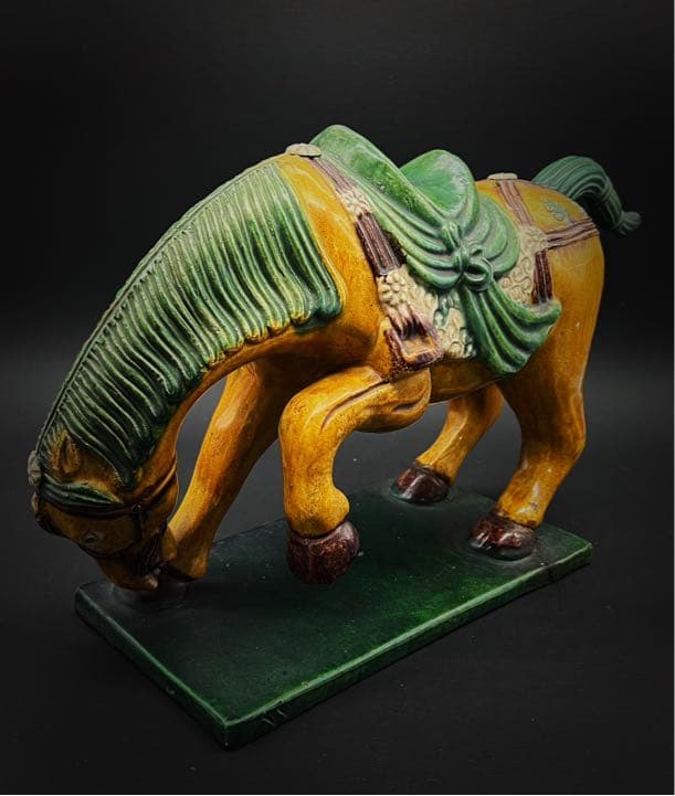 美術品 唐三彩 置物 馬