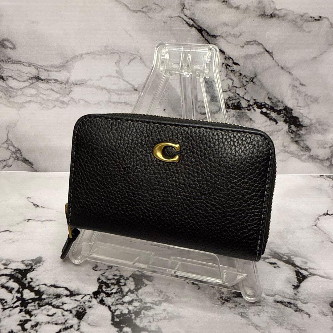 (未使用品)大人気、コーチ、カードケース、オールレザー、シボ革、金ロゴ、人気色