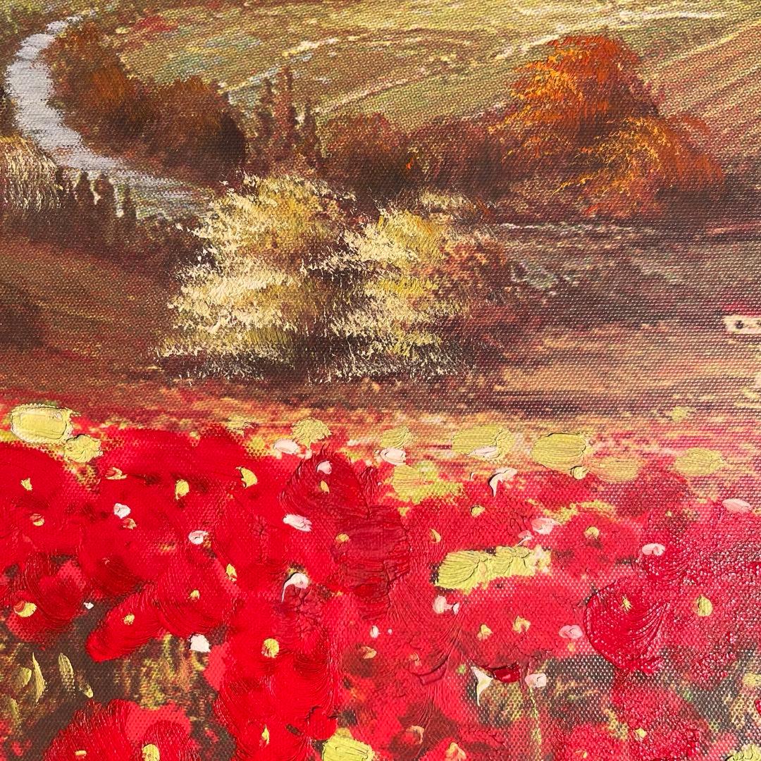 キャンパスプリントアート アネモネ畑 額付き インテリア 油彩画