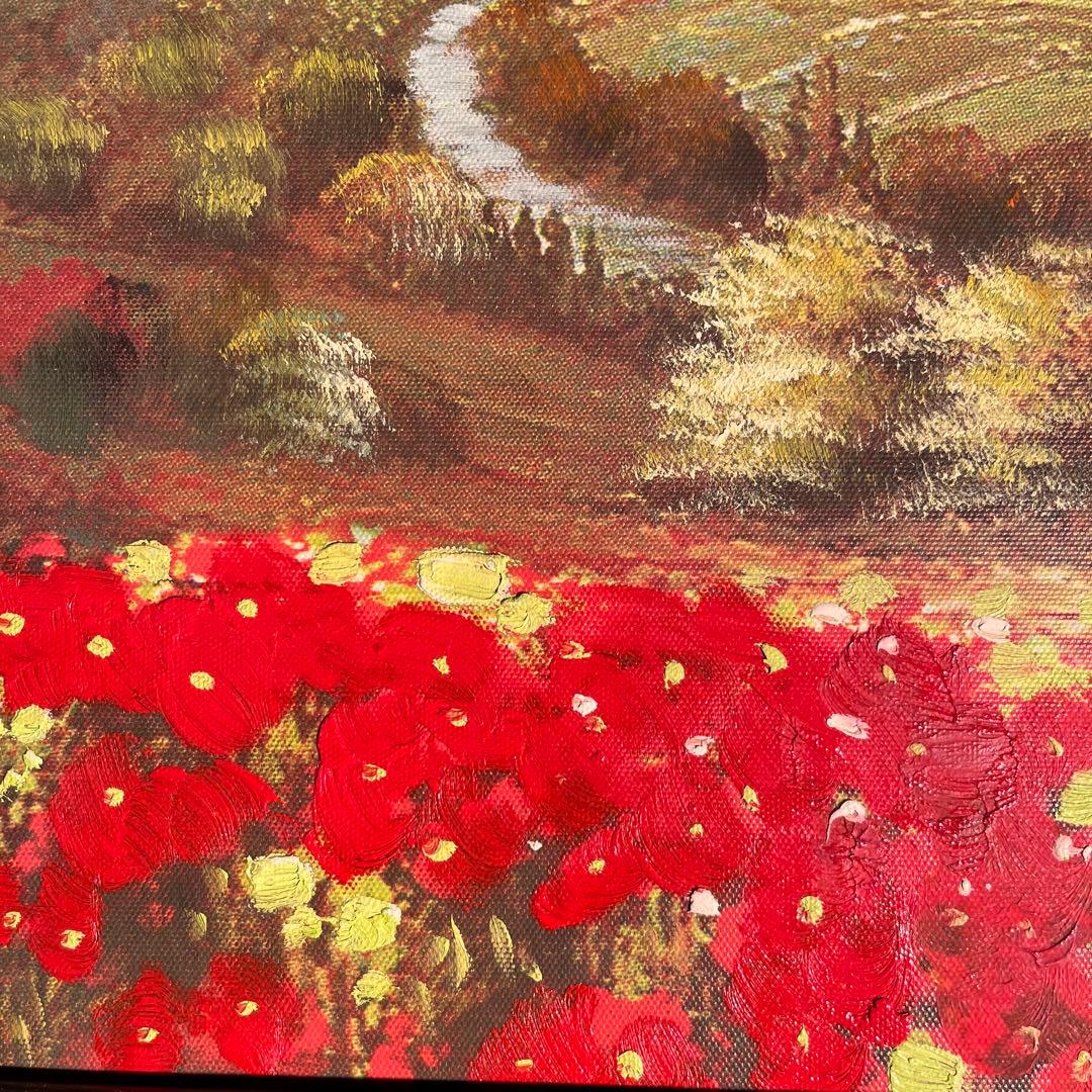 キャンパスプリントアート アネモネ畑 額付き インテリア 油彩画