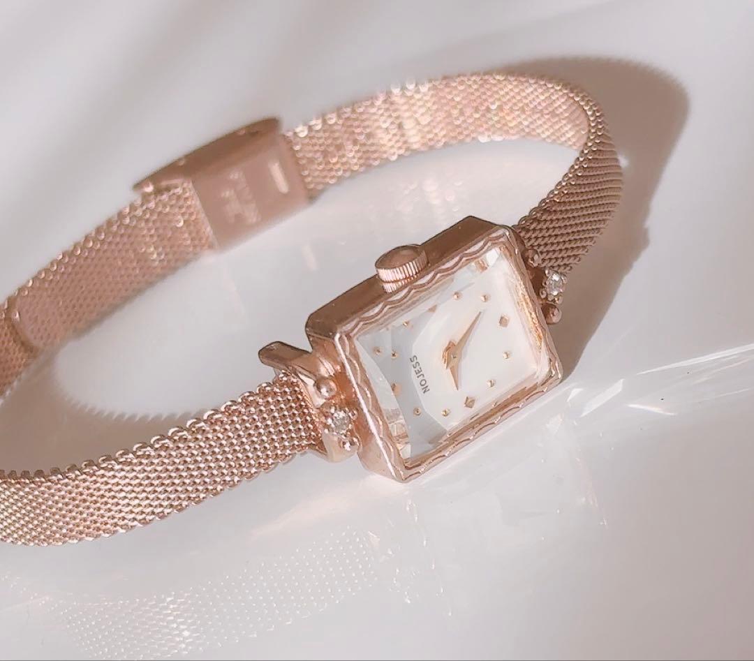 美品NOJESS ノジェスジュエリーウォッチダイヤモンドメッシュベルト稼働品