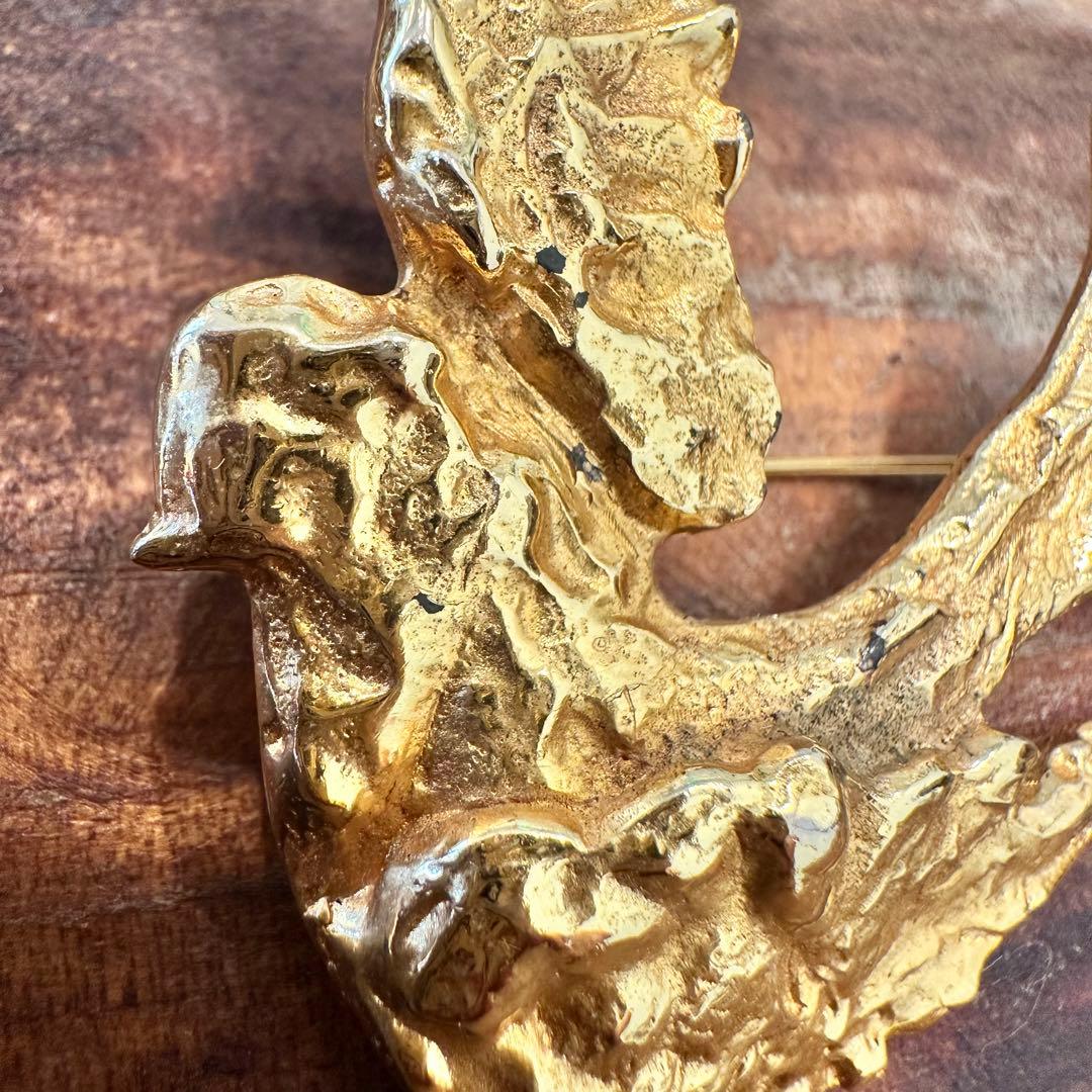 YSL イヴ・サンローラン　ゴールド 鳥　バード　ブローチ