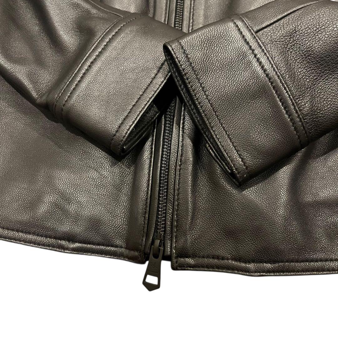 【未使用】1piu1uguale3 ラムレザー シングル ライダースジャケット