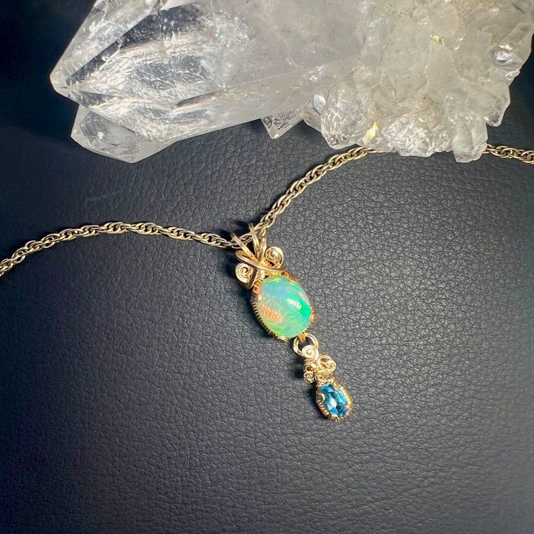 【for まさみ♫様】天然石　珍ハニカムオパール＆スイスブルートパーズ14kgf