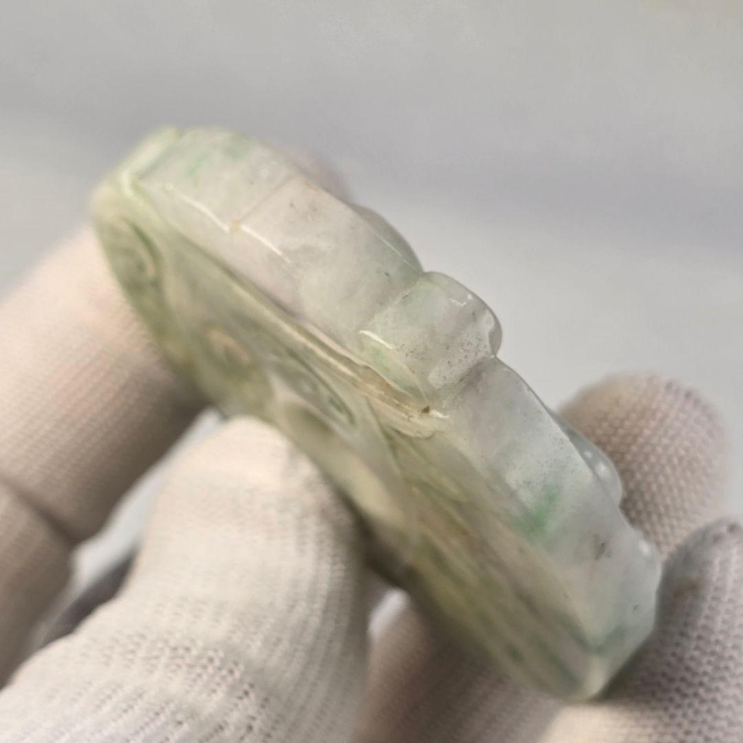 本物保証 天然古翡翠 浮彫 龍紋 玉璧 根付 玉佩 貴重