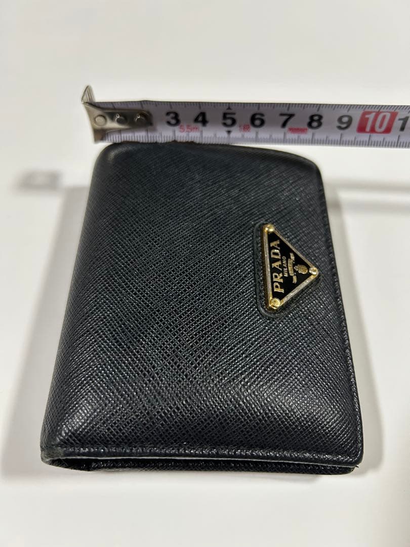 プラダ 2つ折り財布 レザー 三角ロゴ ブラック 美品　1MV204