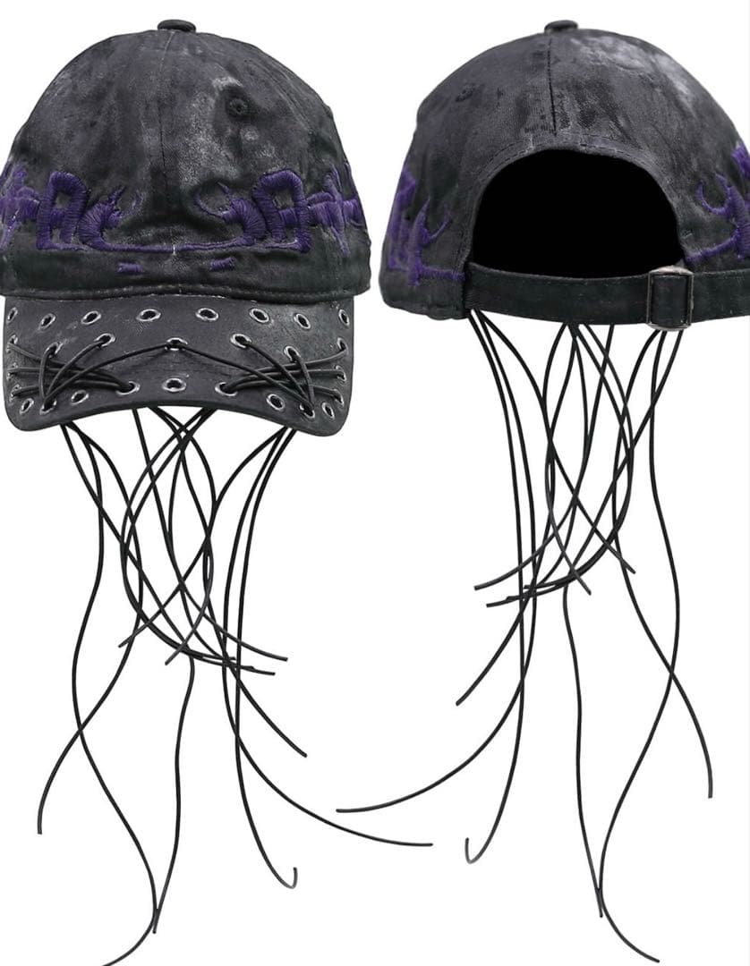 RADD LOUNGE レースアップキャップ ブラック/パープル