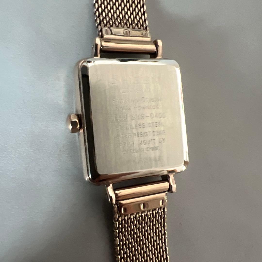 【美品】CASIO SHEEN スクエア時計 金属メッシュベルト