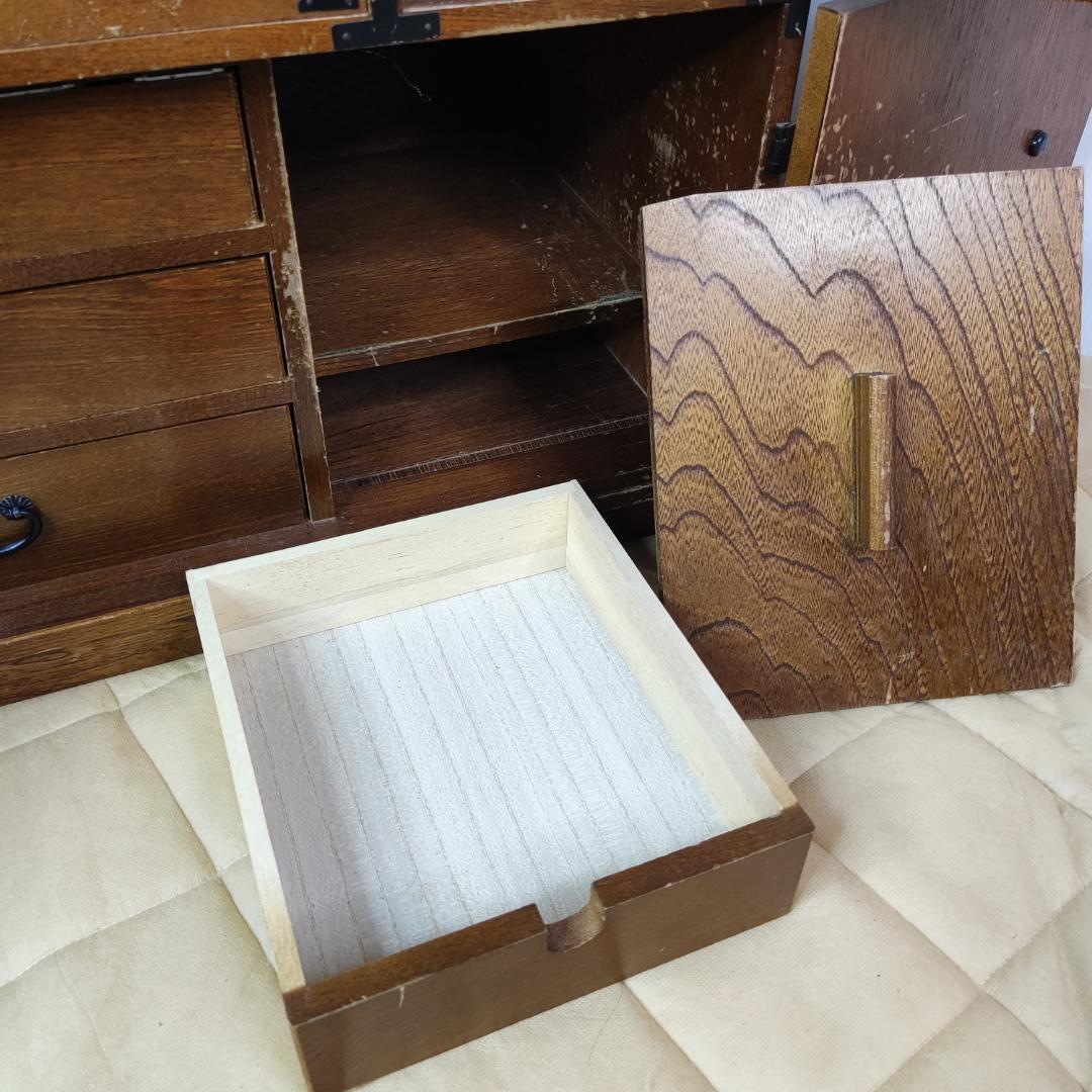 希少 鍵付き　箪笥 裁縫箱 木箱 からくり 隠し有り 古道具 和ダンス レトロ