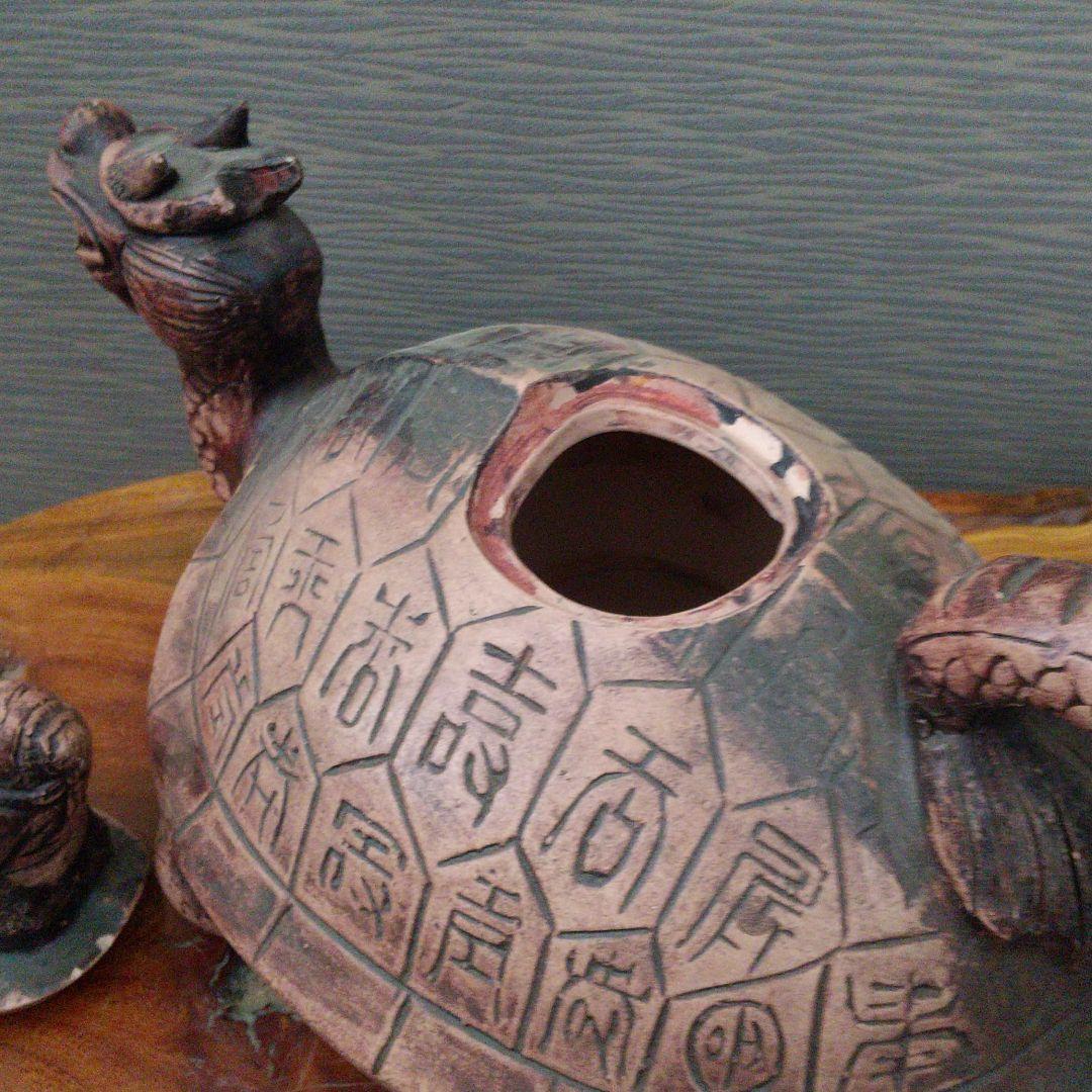 ※中国古美術/朱泥紫砂寿老人蓋玄武水柱/北の玄武/四神/四獣/霊獣/