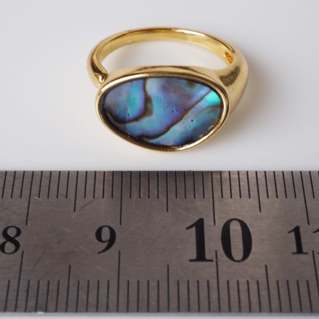 【ひなママ】天然アバロンシェルのデザインフリーサイズリング