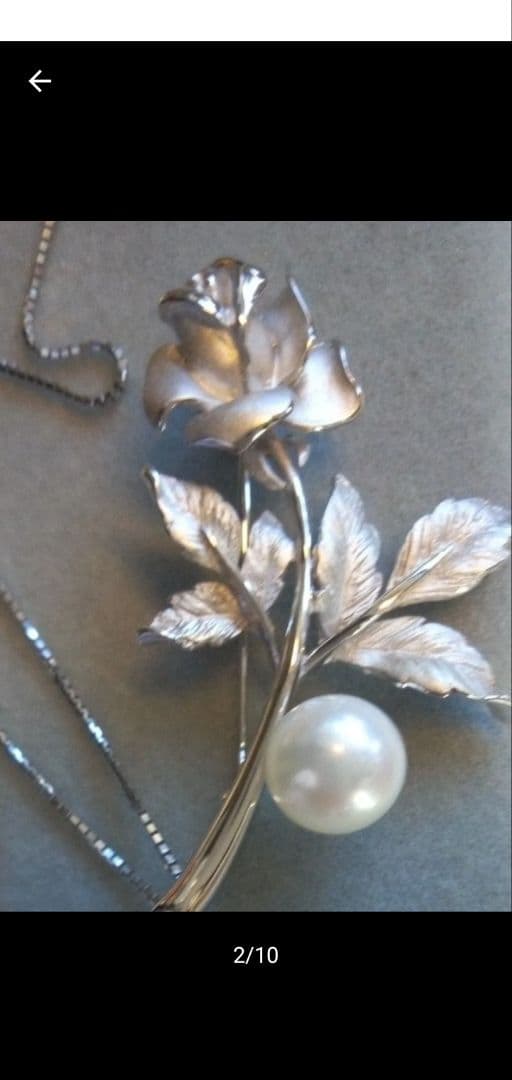 バラと真珠のブローチペンダントヘッド Silver925 ジュエリーツツミ