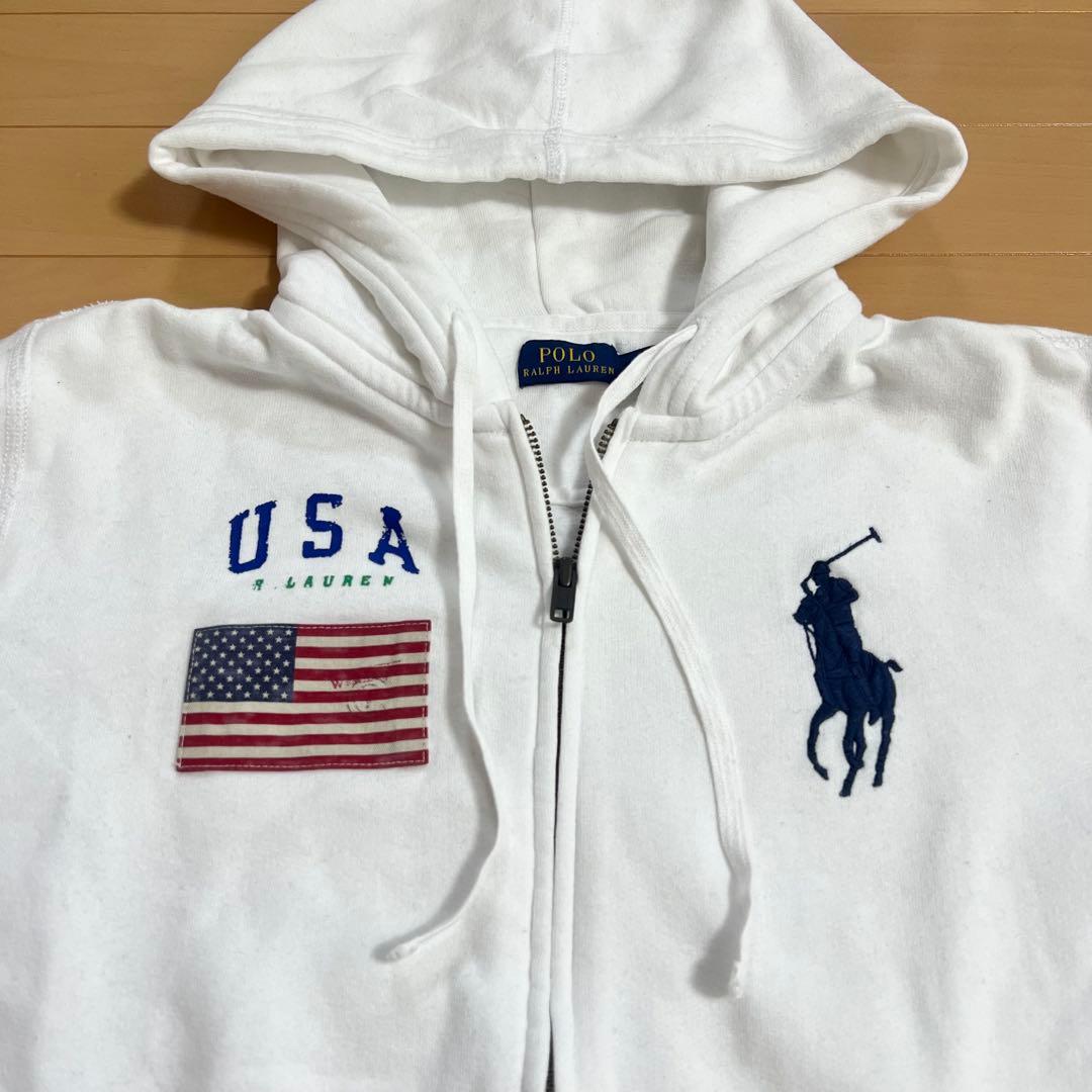 ✨️希少✨️POLO ラルフローレン y2k スウェット ジップパーカー ホワイト
