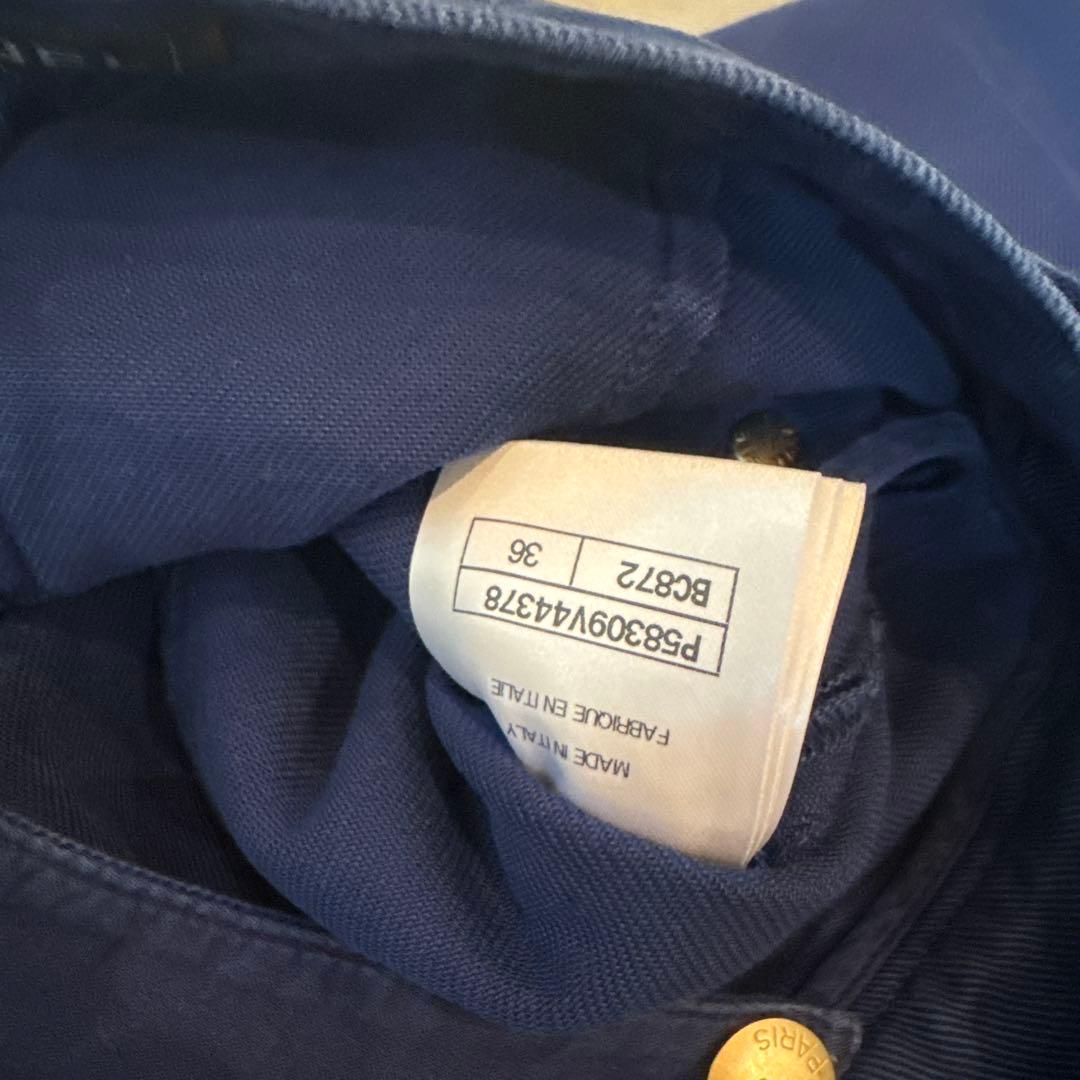 シャネルネイビー キュロットパンツ ベルト縫い付けロイヤルブルー