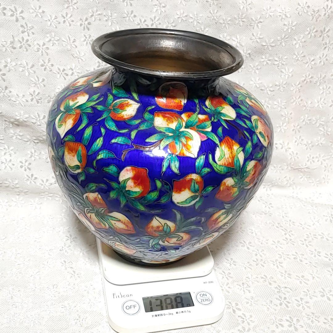 重さ1388g 純銀　シルバー98%　七宝焼　銀壺　ロッテホテル　花器