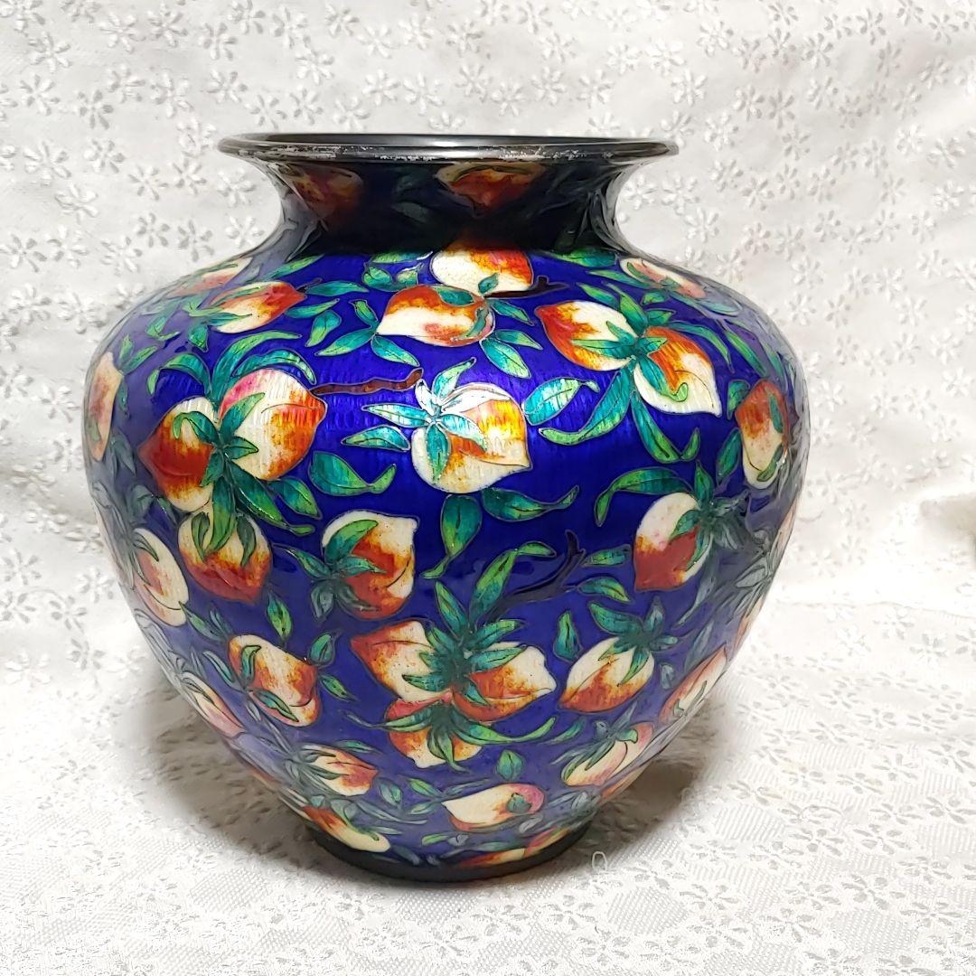 重さ1388g 純銀　シルバー98%　七宝焼　銀壺　ロッテホテル　花器