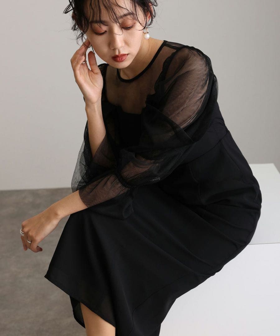 最終値下！細見えチュールオフショルダードレス〜結婚式•二次会用〜