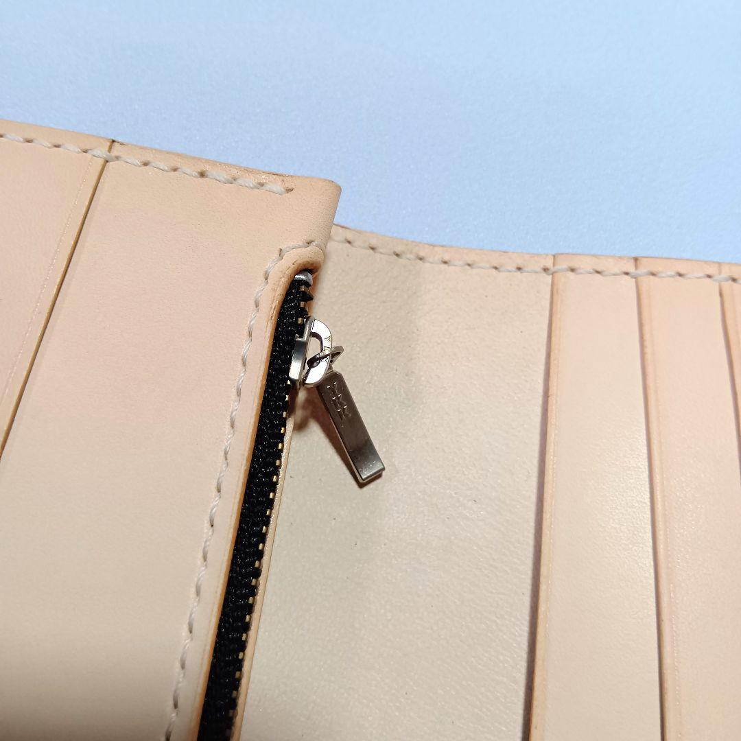 ハンドメイド　レザーカービング　ロングウォレット　長財布　きなり