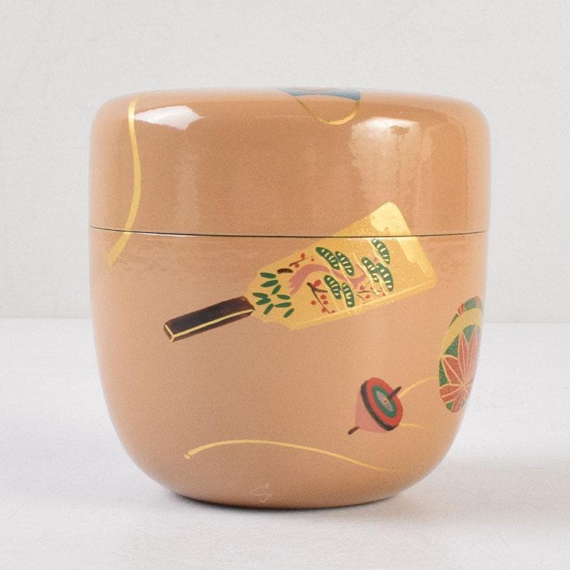 茶道具　田中宗凌作　白一閑塗　玩具蒔絵　大棗　共箱　M　R9293