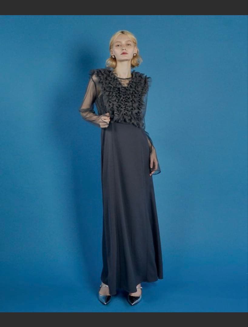 【美品】3wayフリルドレス blue オケージョン 結婚式 お呼ばれドレス