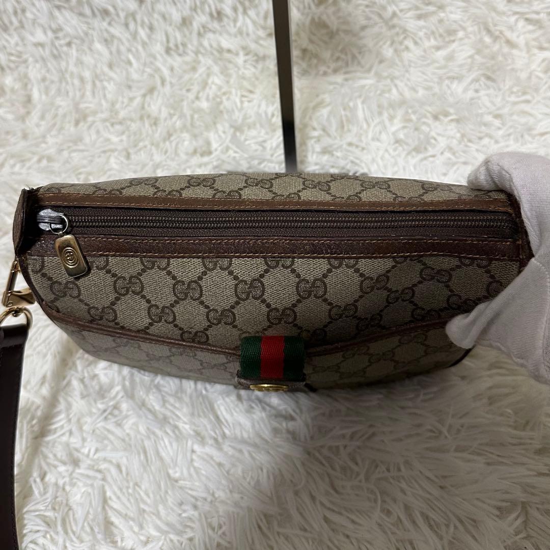 大容量 レア オールドグッチ GG 総柄 レザー ショルダーバッグ PVC ロゴ
