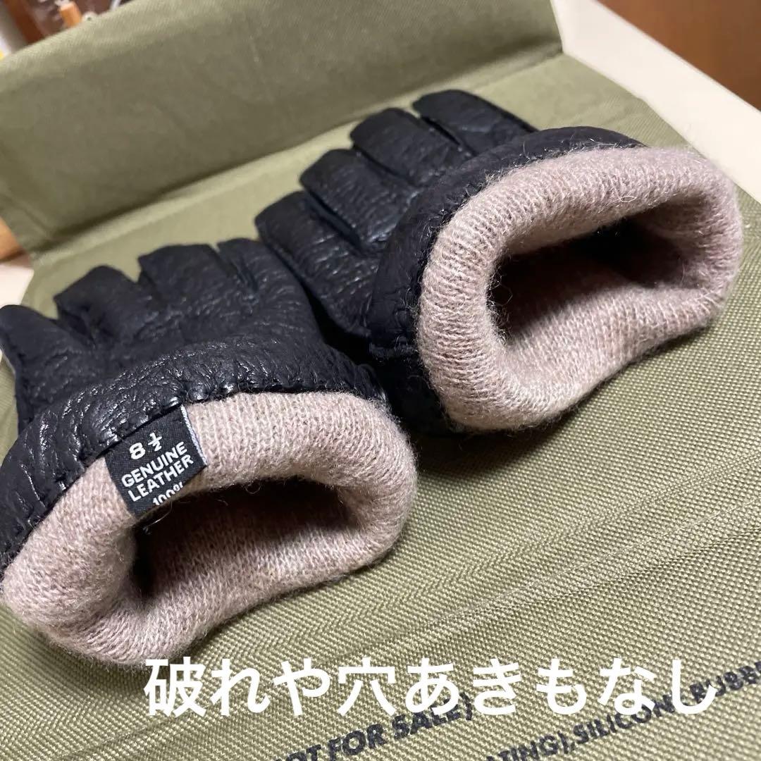 【着用数回のみ】イタリア老舗品/ペッカリー防寒仕様革手袋