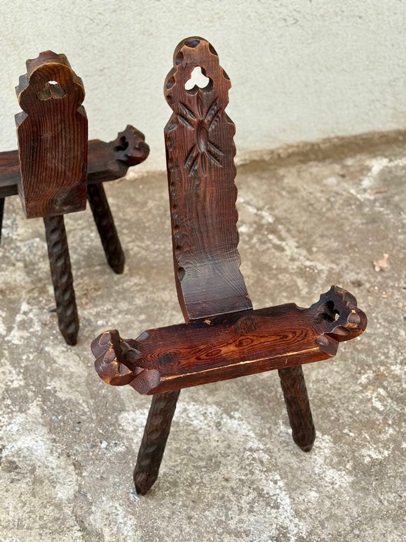 家具 Spanish Brutalist Chair in Wood, 1960s