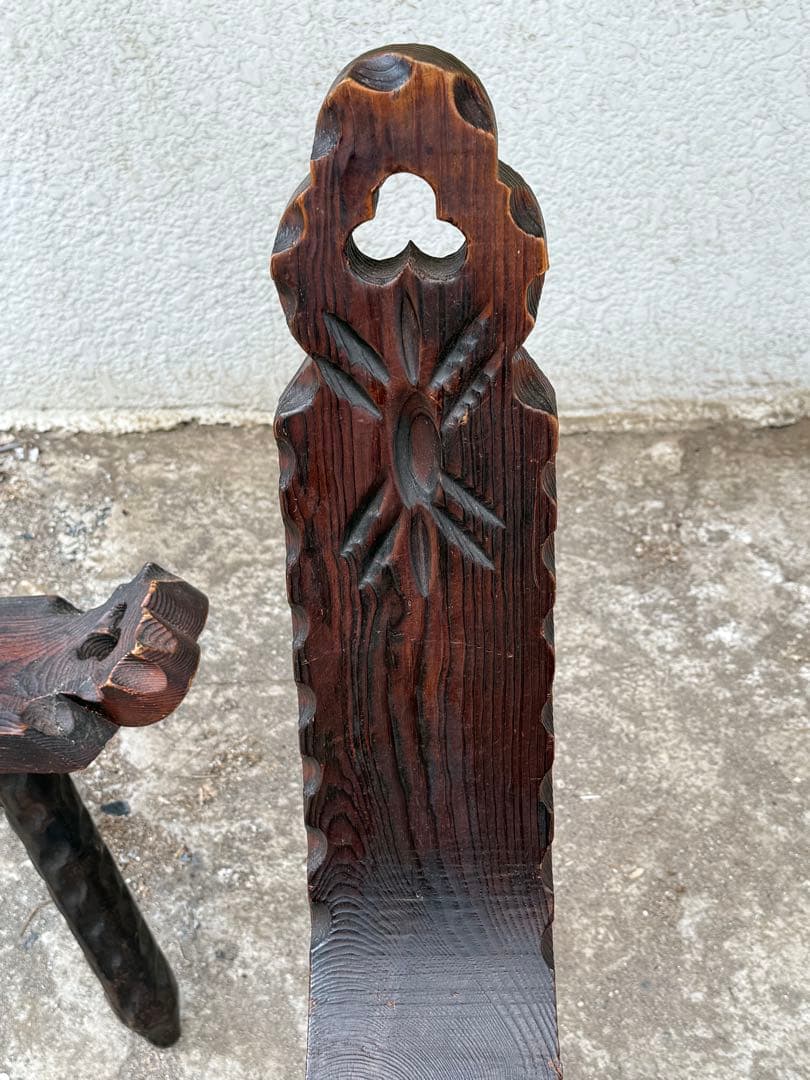 家具 Spanish Brutalist Chair in Wood, 1960s