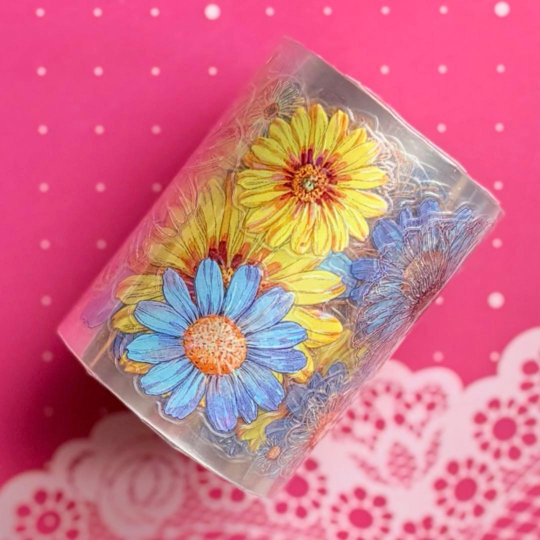 贝壳光 晴昼 ダイカット加工 6cm×5m 海外マステ　マーガレット　花