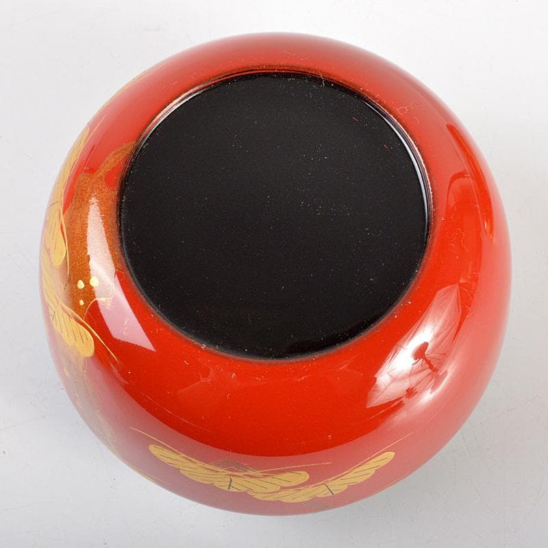 茶道具　朱塗　斎藤宗甫造　松蒔絵　棗　共箱　V　6192