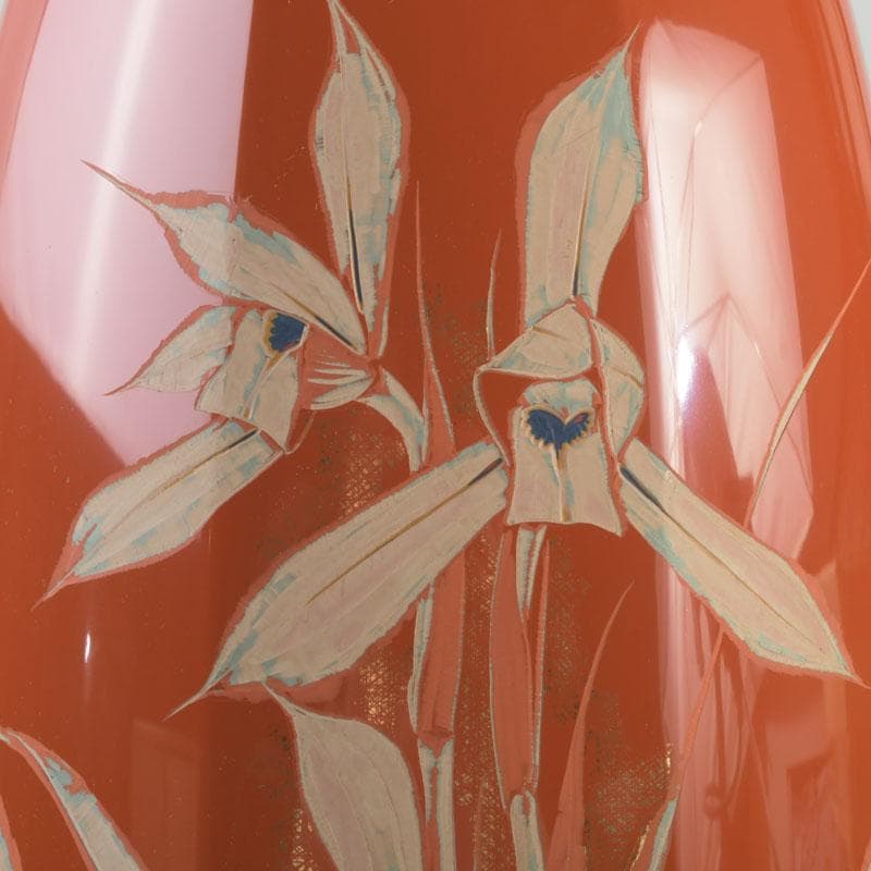 讃岐漆芸　山田暉雄作　花蒔絵　花瓶　共箱　C　9294A