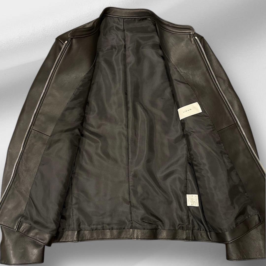 美品 リドム ライダースジャケット シングル シープスキン 希少Lサイズ 黒