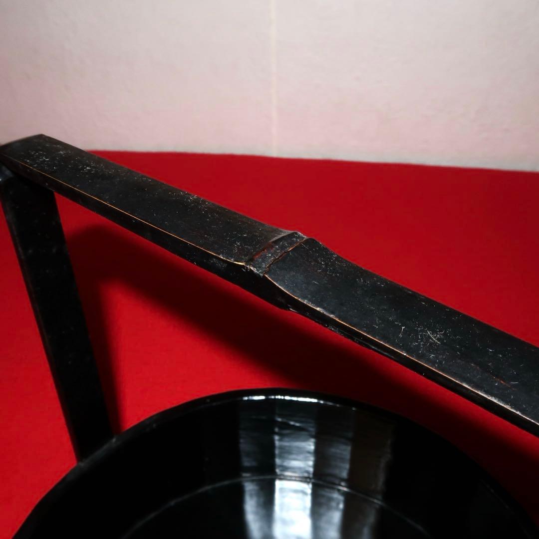 【茶道具】黒手付莨盆　稽古用