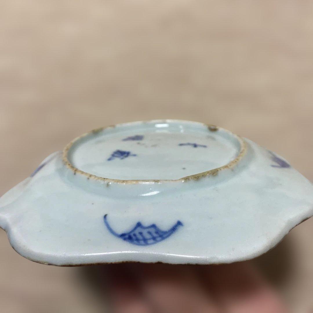 初期伊万里　四角　角取り　山水画　小皿