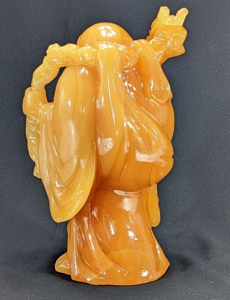 [未使用 美品]イエローオニックス　布袋様　七福神　天然石　置物　縁起　美術工芸