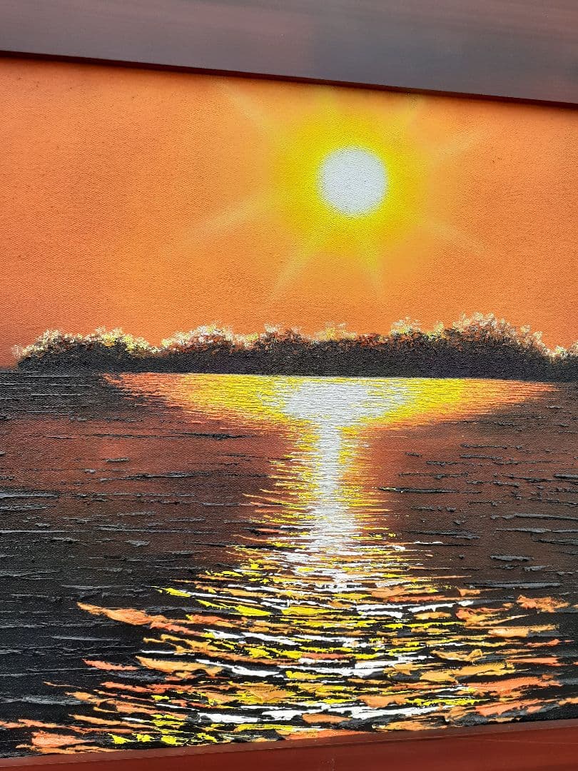 油絵　大きめ　アート　サンセット